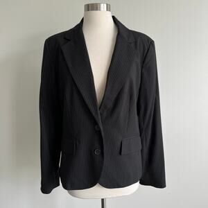 New York and Company Black Pinstripe 2 Button Blazer Jacket Work Wear 14 NWT